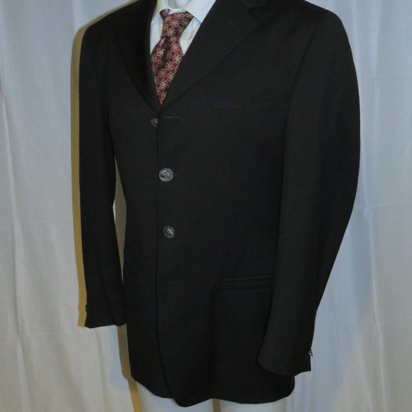Istante by Versace Vintage Solid Black Four Metal Button Sport Coat 38R - Picture 5 of 12
